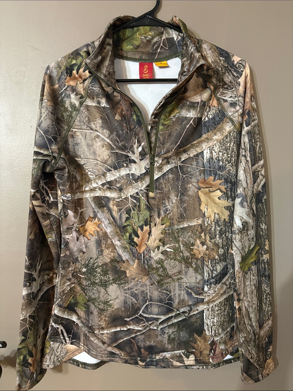 Camouflage Women’s Half-Zip Pullover Jacket - Brown/Green/Tan